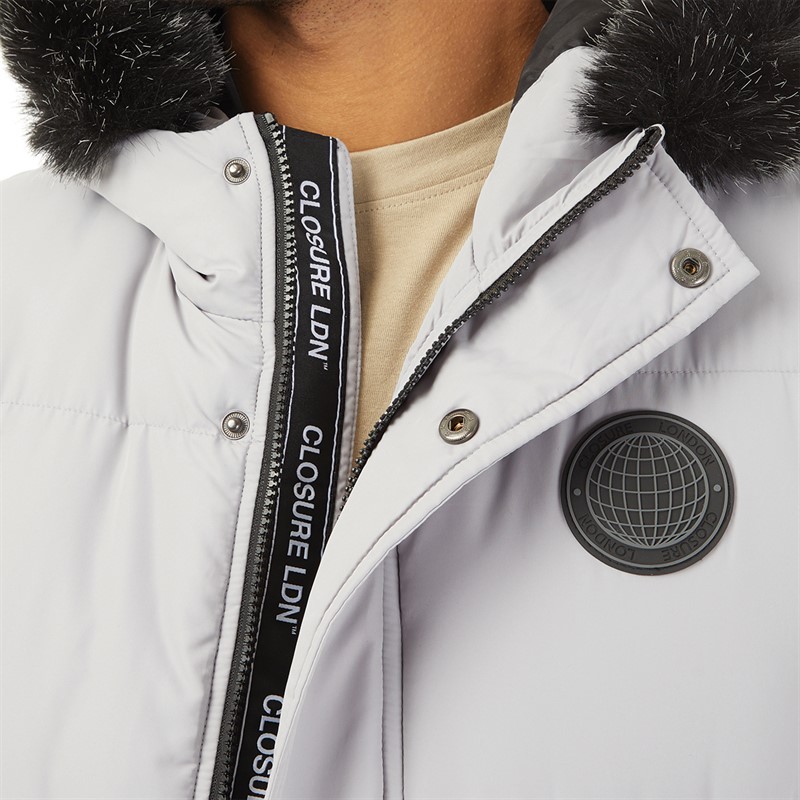 Mens Fur Hooded Short Puffer Jacket Ice Grey 3 Mens Fur Hooded Short Puffer Jacket Ice Grey