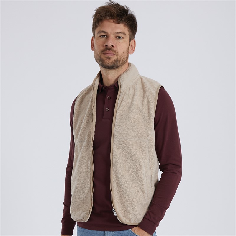 Mens Slim Fit Gilet Beige