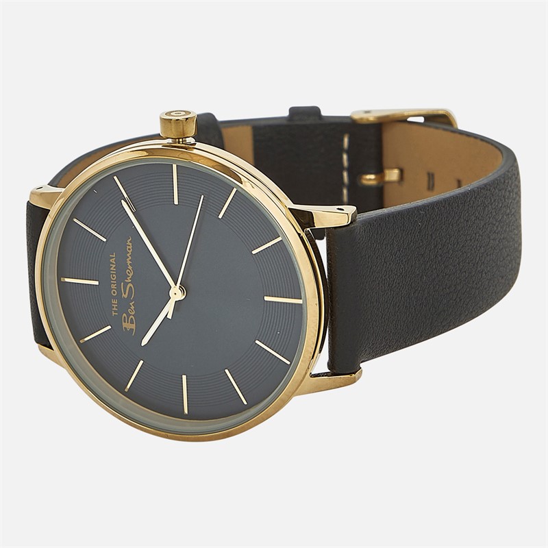 Mens Strap Watch With Blue Sunray Dial Black 2 Mens Strap Watch With Blue Sunray Dial Black