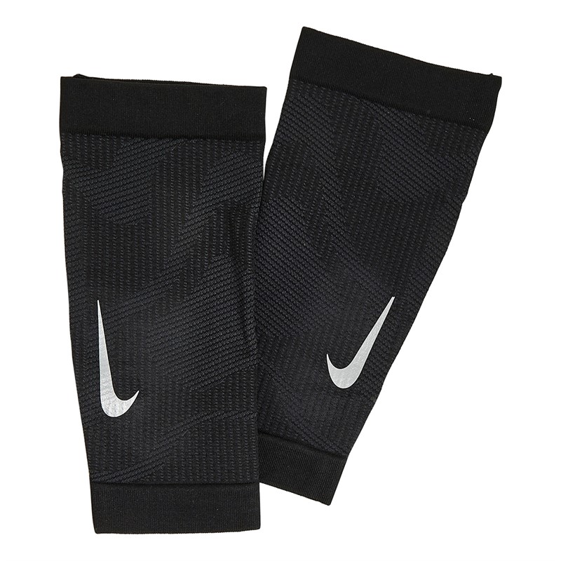 Zoned Knit Support Calf Sleeves Black/Dark Smoke Grey/Silver