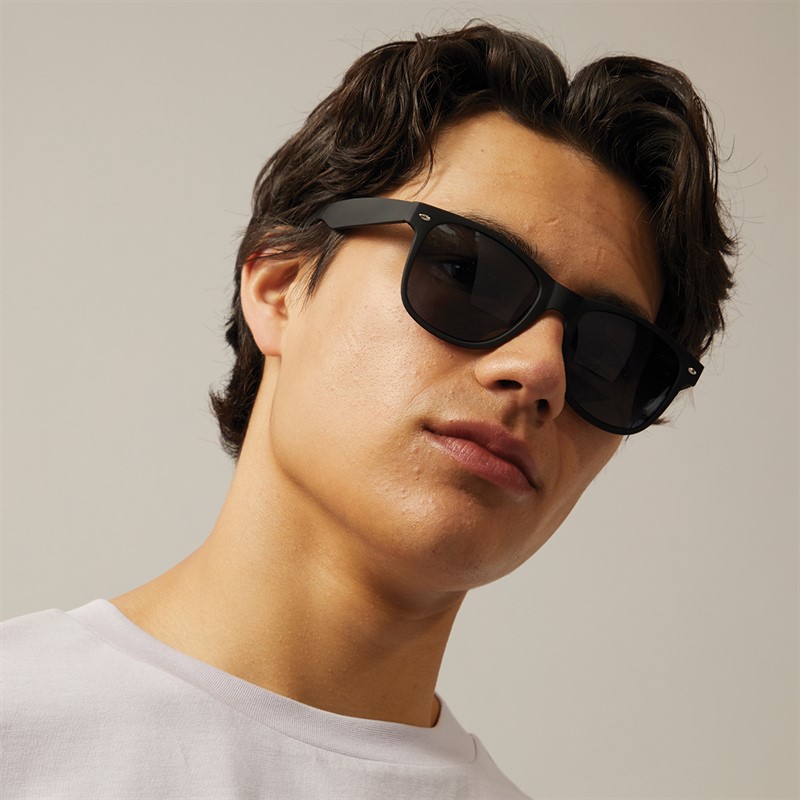 Mens Round Square Sunglasses Matte Black