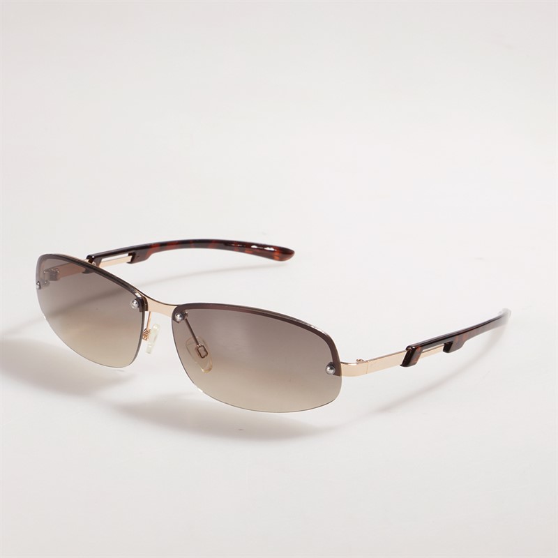 Mens Laminated Metal Wrap Sunglasses Gold/Tort