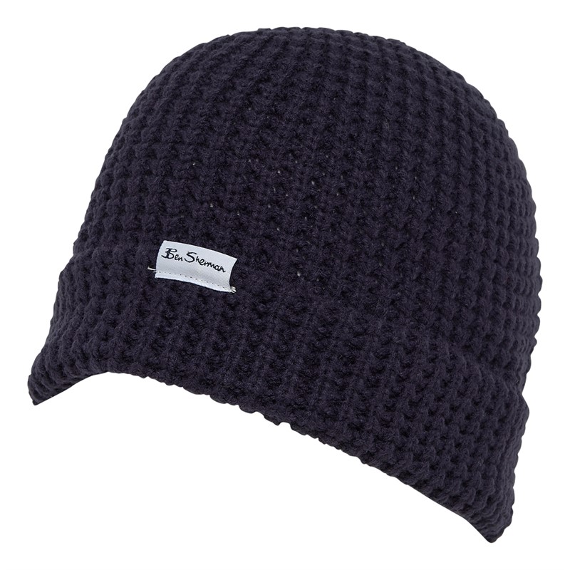 Mens Docker Waffle Beanie Navy Blazer