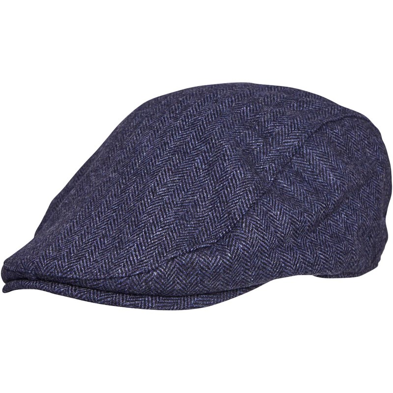 Mens Ivy Flat Cap Blue Herringbone