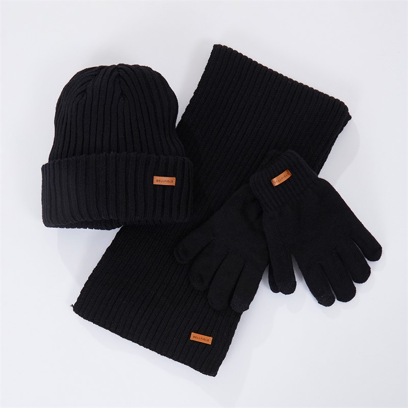 Mens Hat Glove And Scarf Set Black