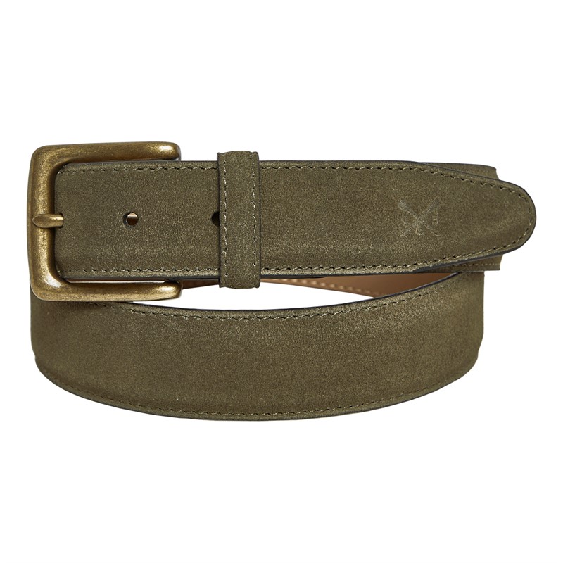 Mens Suede Belt Olive