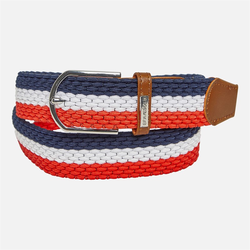 Mens Belt Red/Cream/Navy
