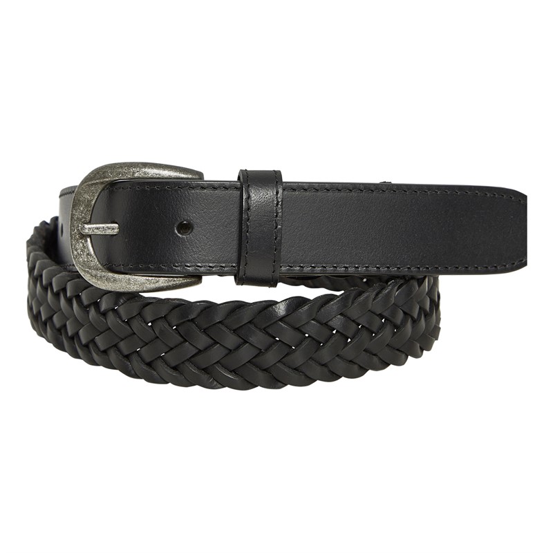 Mens Stern Leather Weaved Belt Black