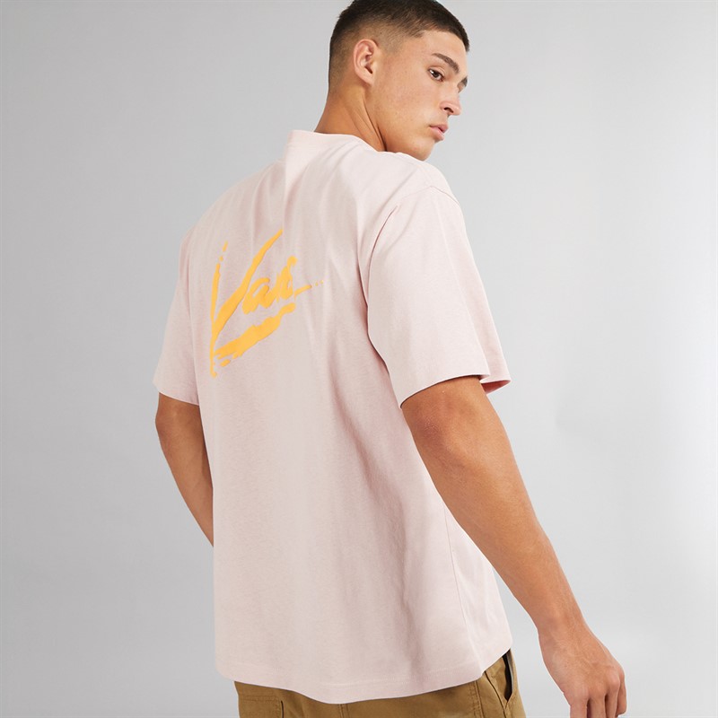 Mens Brush Script Loose Fit T-Shirt Sepia Rose 1 Mens Brush Script Loose Fit T-Shirt Sepia Rose