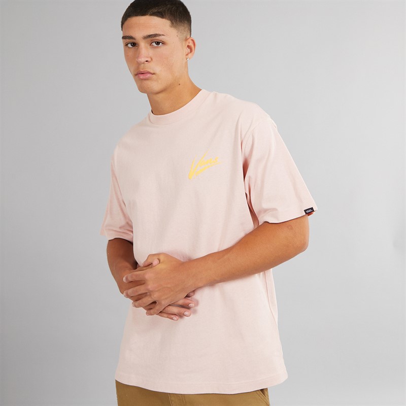 Mens Brush Script Loose Fit T-Shirt Sepia Rose 2 Mens Brush Script Loose Fit T-Shirt Sepia Rose