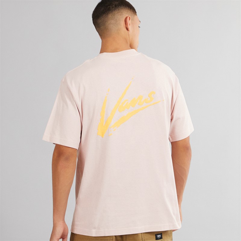 Mens Brush Script Loose Fit T-Shirt Sepia Rose 3 Mens Brush Script Loose Fit T-Shirt Sepia Rose