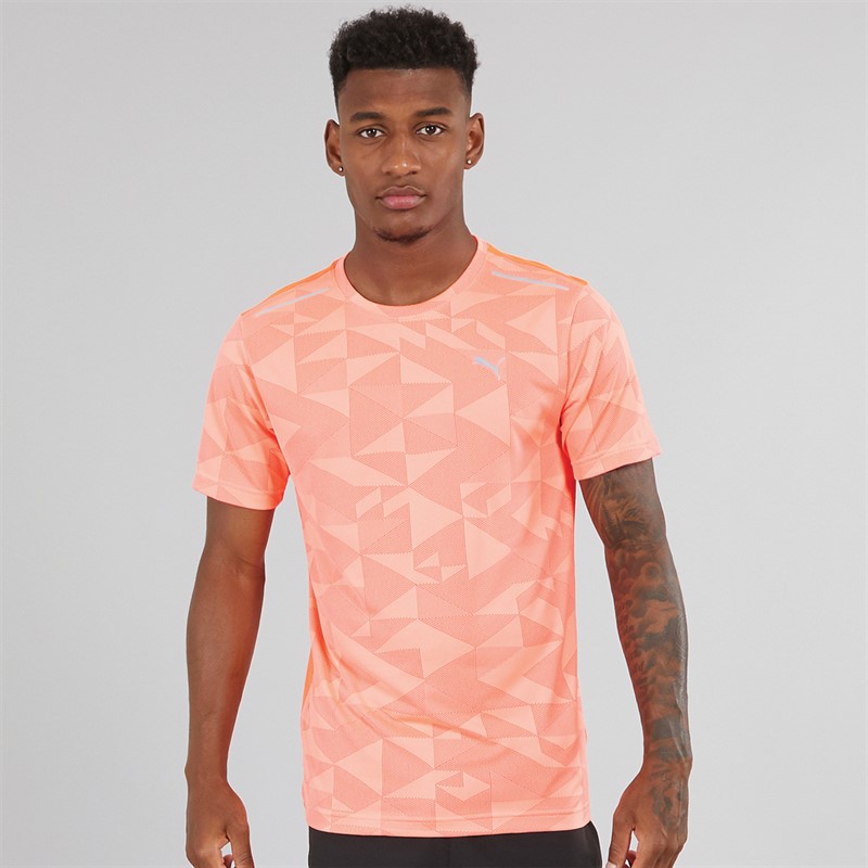 Mens Train All Day Geometric Speed Brights T-Shirt Glowing Red
