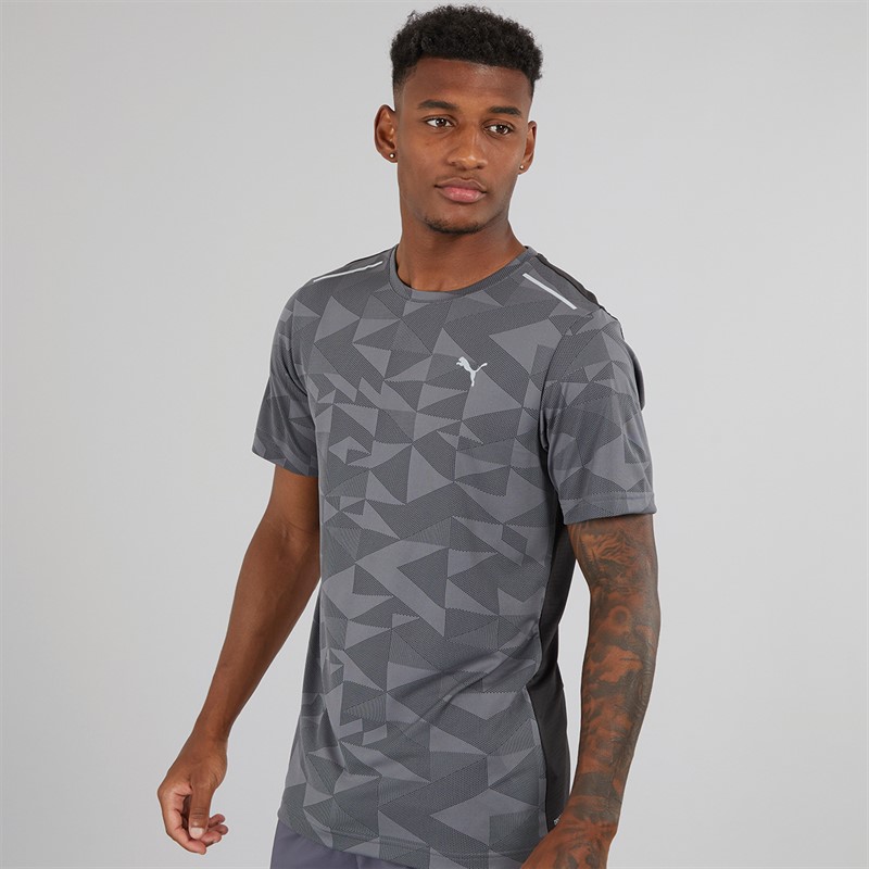 Mens Train All Day Geometric Speed Brights T-Shirt Cool Dark Grey