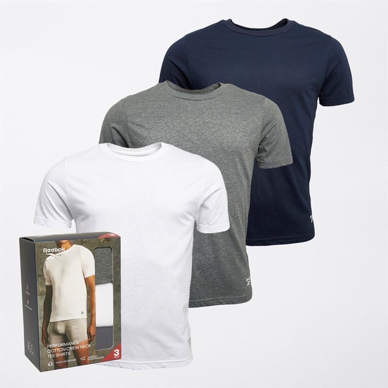 Mens Santo Three Pack T-Shirts Navy/Grey Marl/White 1 Mens Santo Three Pack T-Shirts Navy/Grey Marl/White