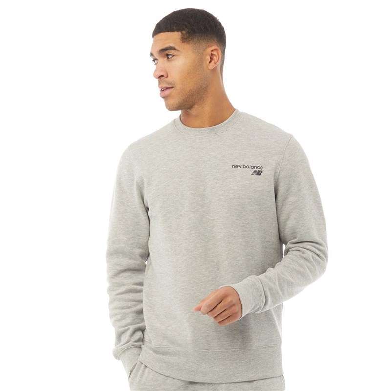 Mens Fleece Crew Sweat Athletic Grey