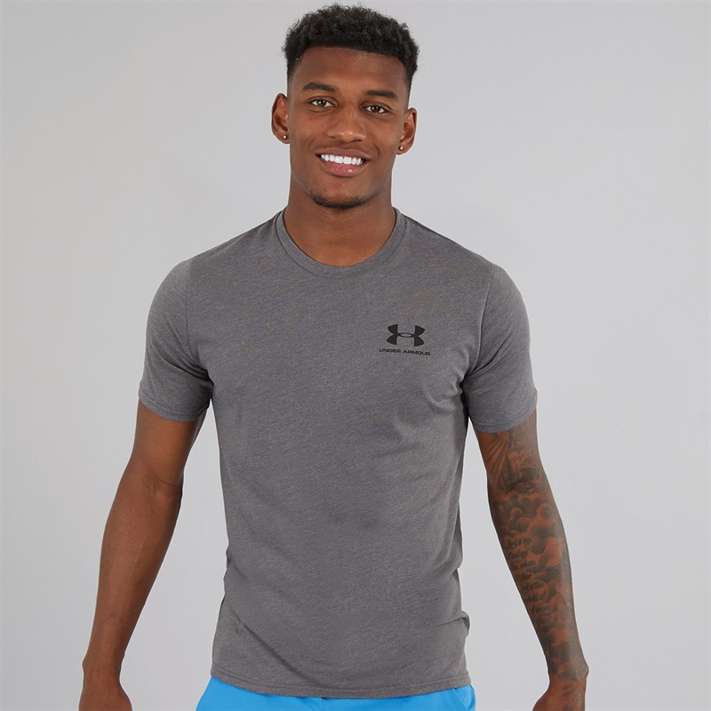 Mens UA Sportstyle Left Chest Short Sleeve T-shirt Charcoal Medium Heather 1 Mens UA Sportstyle Left Chest Short Sleeve T-shirt Charcoal Medium Heather