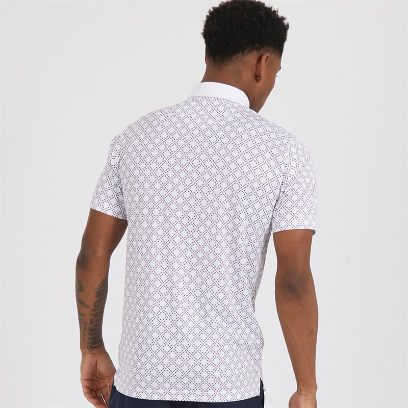 Mens Golf Eaton Polo White Glow/Deep Navy 2 Mens Golf Eaton Polo White Glow/Deep Navy