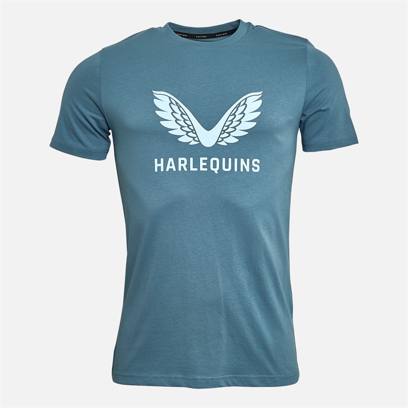 Mens Harlequins FC Cotton Logo T-Shirt Bluestone