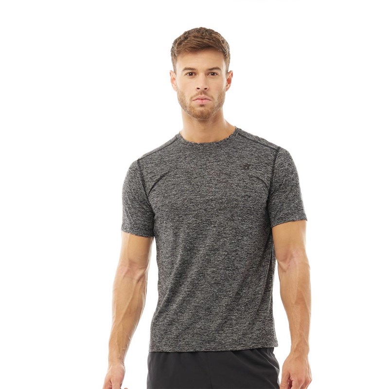 Mens Heathered Running Top Black