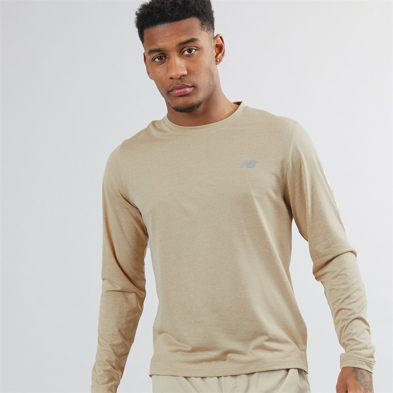 Mens Athletics NBIce x Long Sleeve Running Top Stoneware Heather