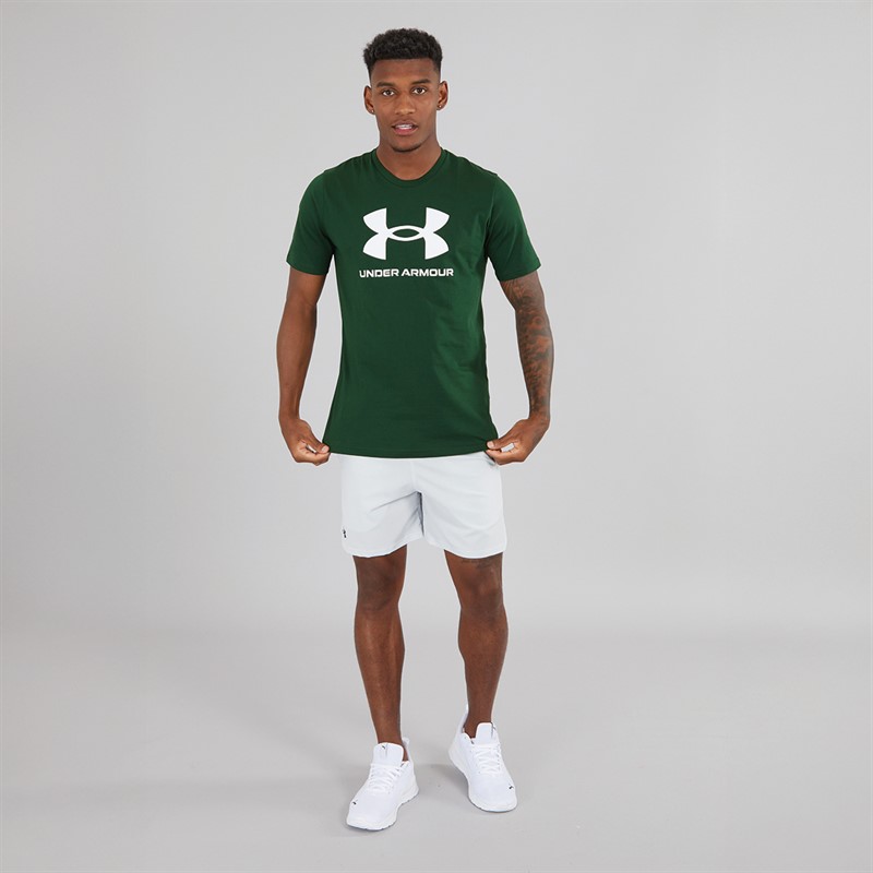 Mens UA Sportstyle Logo Short Sleeve T-shirt Green/White 3 Mens UA Sportstyle Logo Short Sleeve T-shirt Green/White