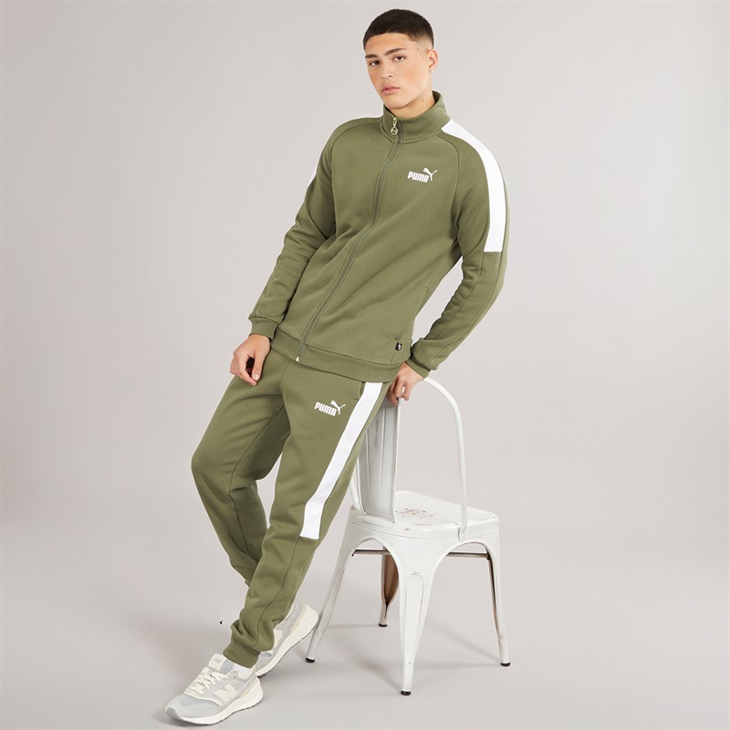 Mens Essentials Fleece Tracksuit Olive 1 Mens Essentials Fleece Tracksuit Olive