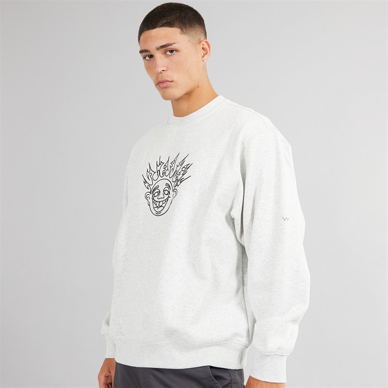 Mens Skate Smile Spike Sweatshirt Ash Heather 1 Mens Skate Smile Spike Sweatshirt Ash Heather