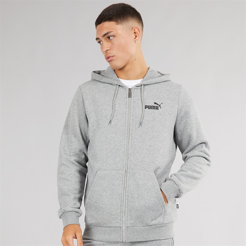 Mens Essentials Small Logo Full Zip Hoodie Medium Grey Heather 1 Mens Essentials Small Logo Full Zip Hoodie Medium Grey Heather