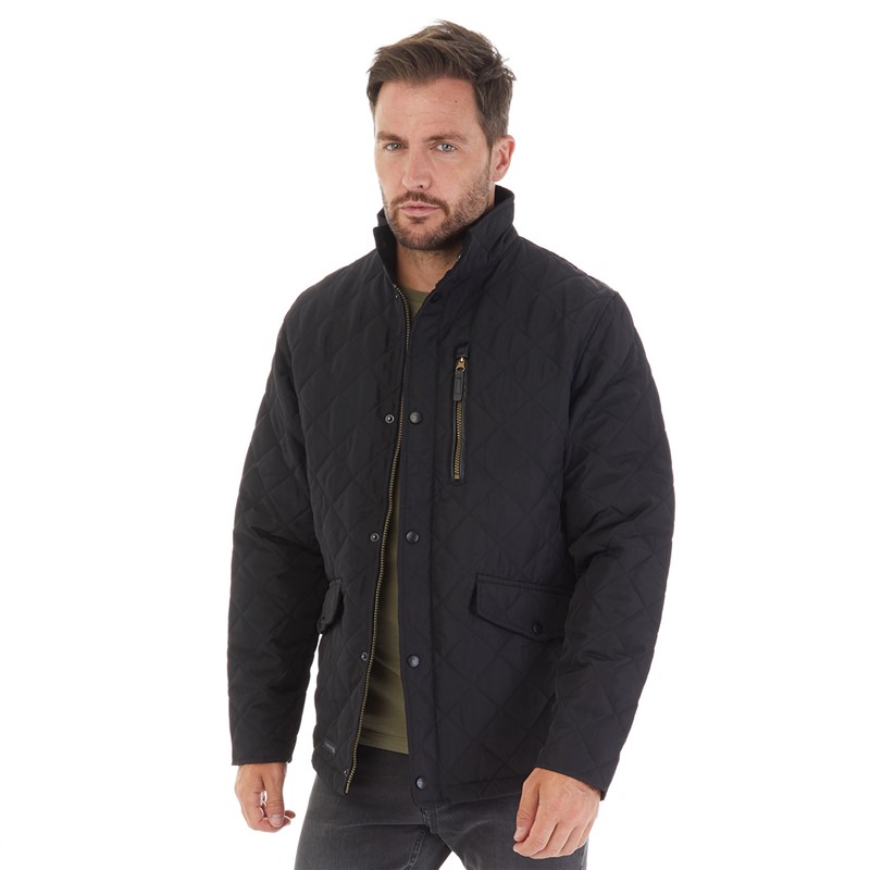Mens Argyle Quilted Jacket Black