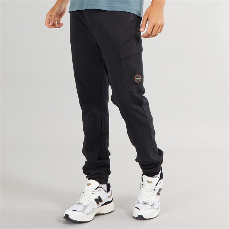 Mens Badge Cargo Trousers Black