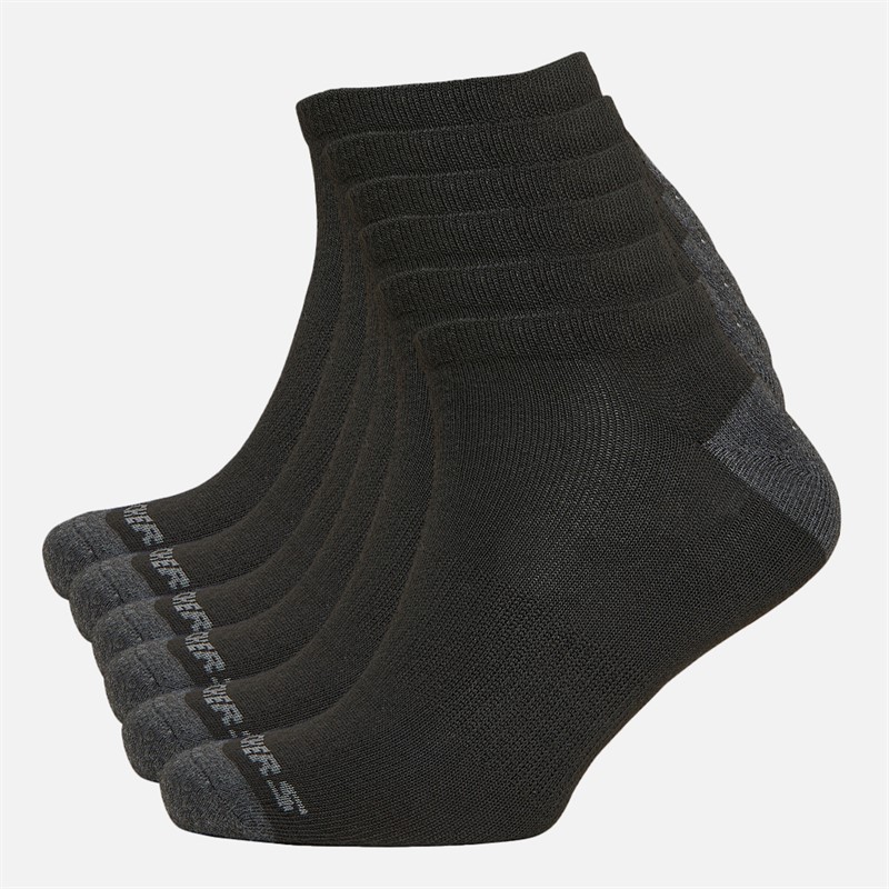 Mens Six Pack No Show Socks Black
