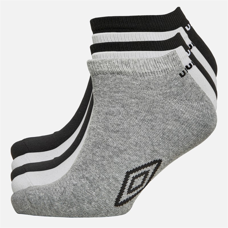 Mens Five Pack Trainer Liner Socks White/Black/Grey