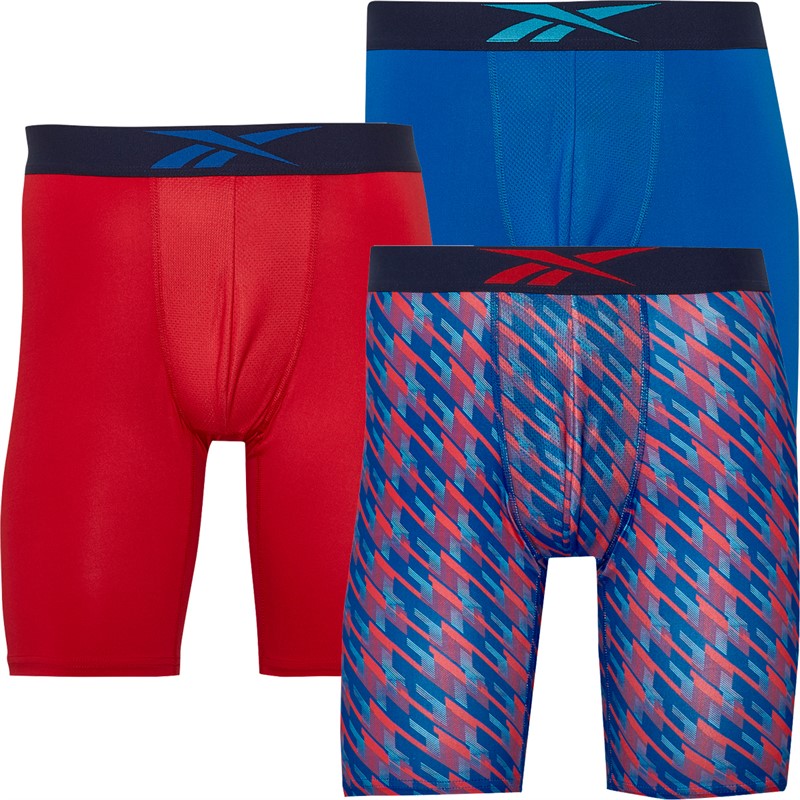 Mens Johns Performance Three Pack Long Trunks Vector Red/Print/Vector Blue