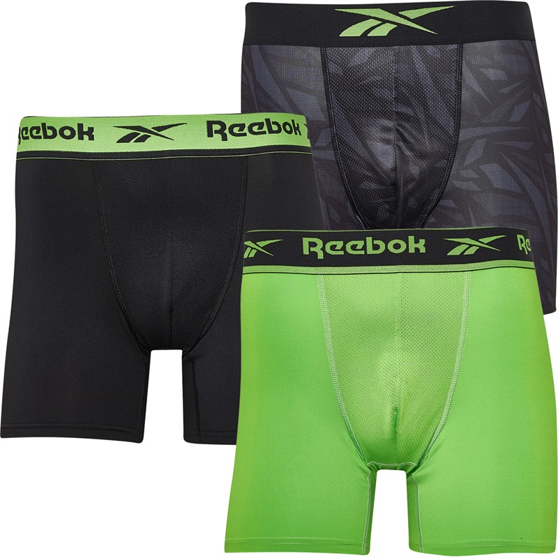 Mens Cheney Performance Three Pack Medium Trunks Black/Print/Lime Slime