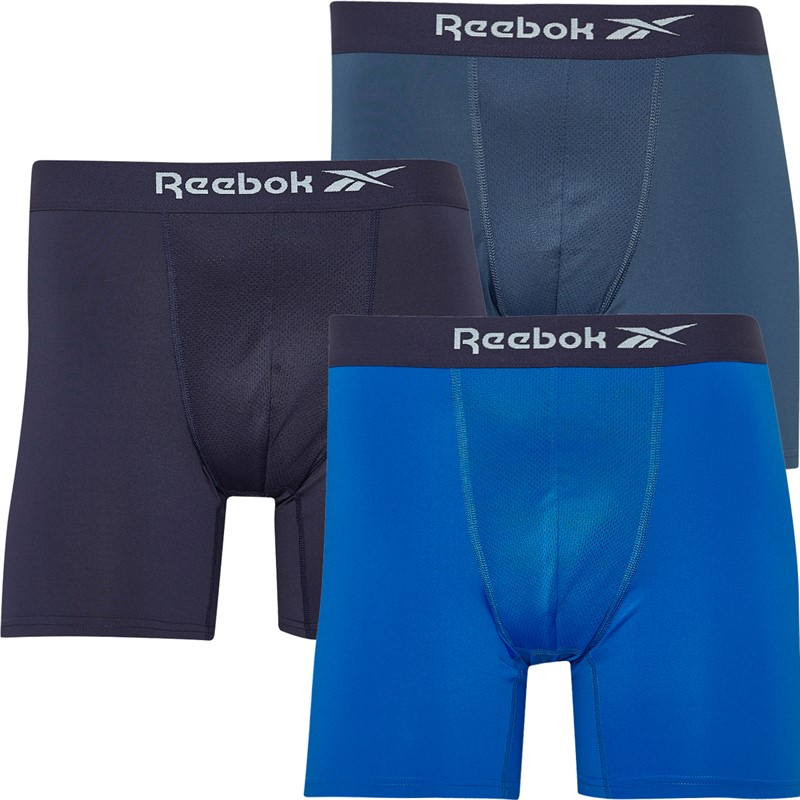 Mens Johns Performance Three Pack Medium Trunks Hoops Blue/Vector Navy/Electric Cobalt