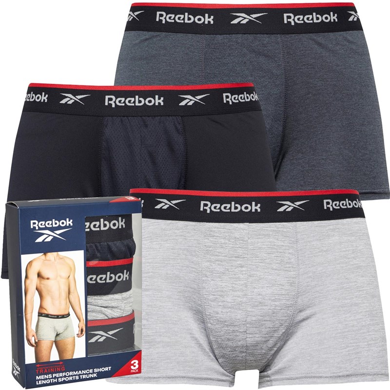 Mens Redgrave Performance Three Pack Shorts Trunks Black/Grey Marl/Charcoal Marl