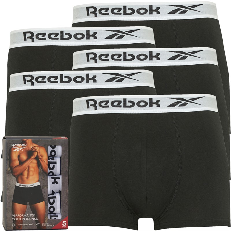 Mens Kawan Five Pack Trunks Black