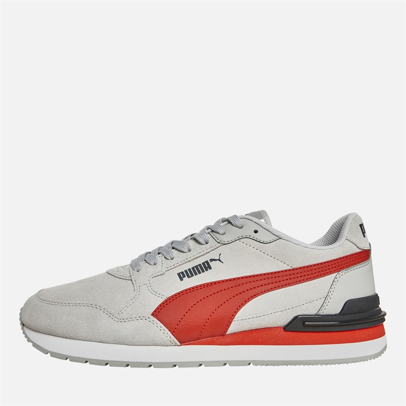 Mens ST Runner V4 Suede Trainers Feather Grey/Red/Light Grey