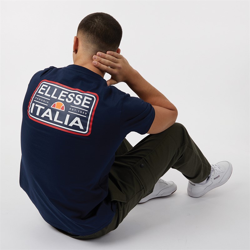 Mens Benzina Heritage Back Logo T-Shirt Navy
