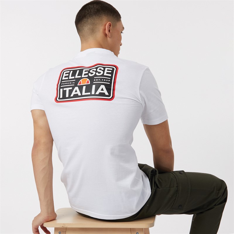 Mens Benzina Heritage Back Logo T-Shirt White