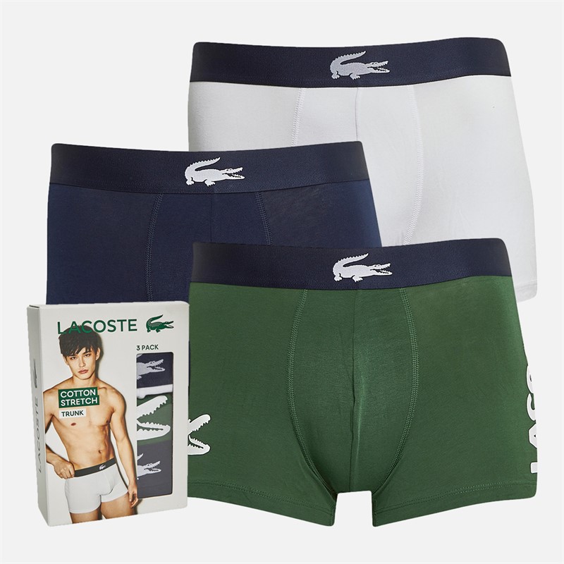 Mens Three Pack Trunks Thyme/Navy Blue-White