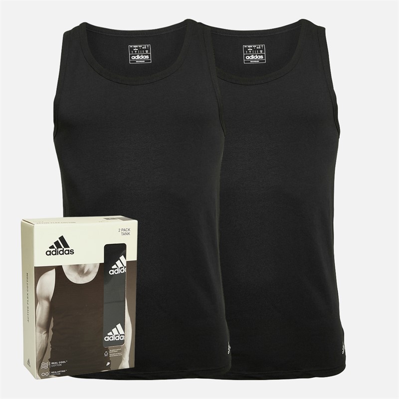 Mens Active Flex Cotton Two Pack Tank Tops Black
