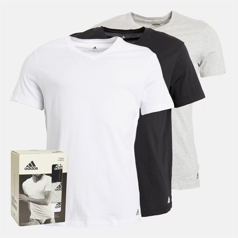 Mens Active Core Cotton Three Pack V-Neck T-Shirts Black/White/Grey 1 Mens Active Core Cotton Three Pack V-Neck T-Shirts Black/White/Grey