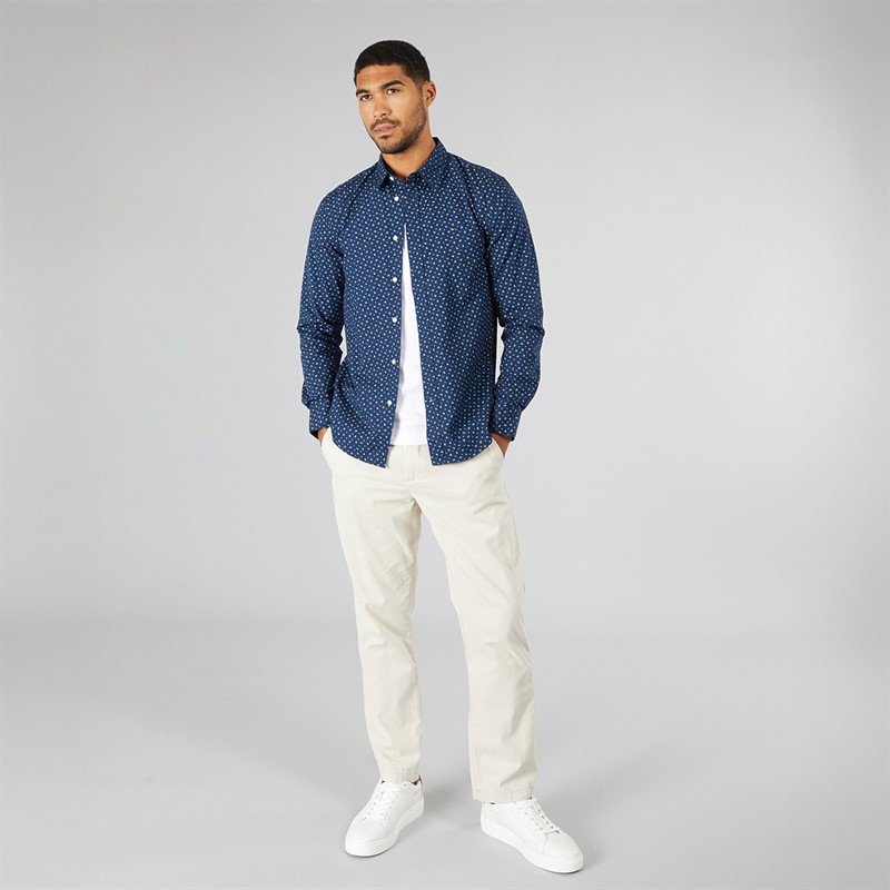 Mens Flex Poplin Long Sleeve Shirt Night Sky Allover 4 Mens Flex Poplin Long Sleeve Shirt Night Sky Allover