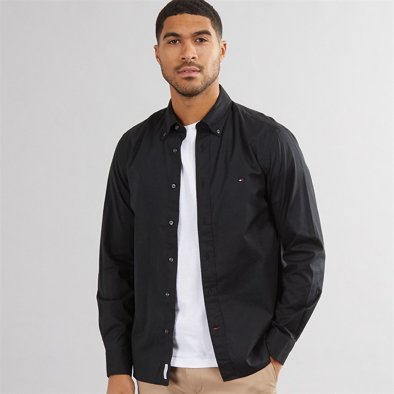 Mens Core Flex Poplin Long Sleeve Shirt Black