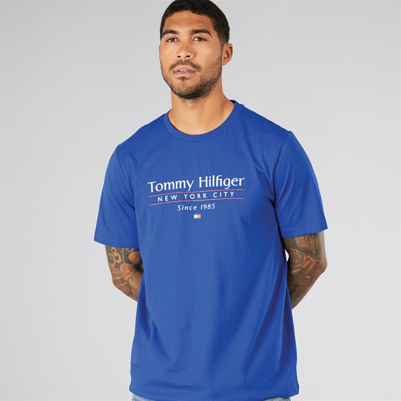Mens Hilfiger T-Shirt Wedge Blue 1 Mens Hilfiger T-Shirt Wedge Blue