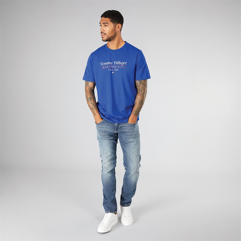 Mens Hilfiger T-Shirt Wedge Blue 3 Mens Hilfiger T-Shirt Wedge Blue