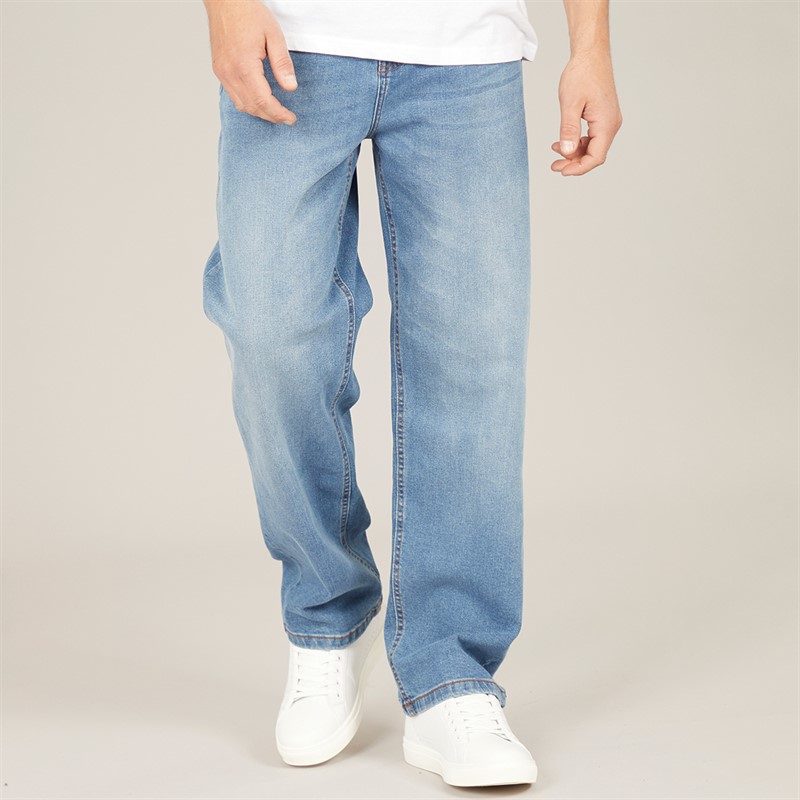 Mens Kefal Straight Fit Jeans Mid Blue Wash