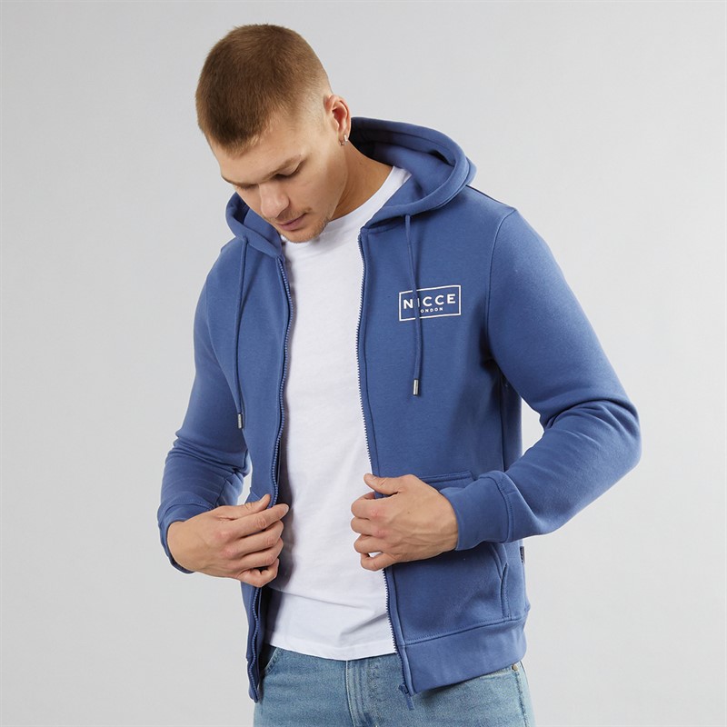 Mens Hontell Zip Through Hoodie Element Blue