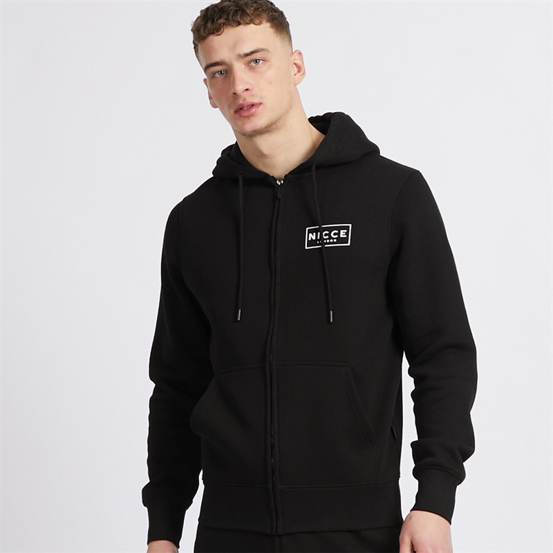 Mens Hontell Zip Through Hoodie Black 1 Mens Hontell Zip Through Hoodie Black